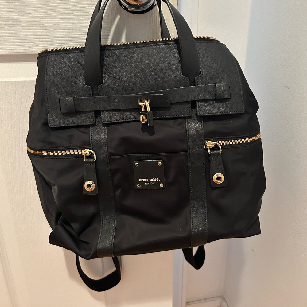 Henri Bendel Jetsetter large nylon leather trim convertible bag in EUC